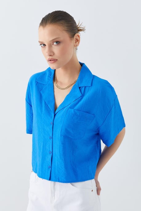 Losse Pasvorm Knoopshirt met Zak - Image 3