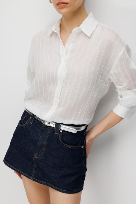 Striped Button-Up Shirt with Shirt Collar - Image 3