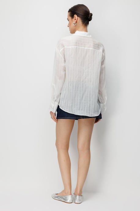Striped Button-Up Shirt with Shirt Collar - Image 4