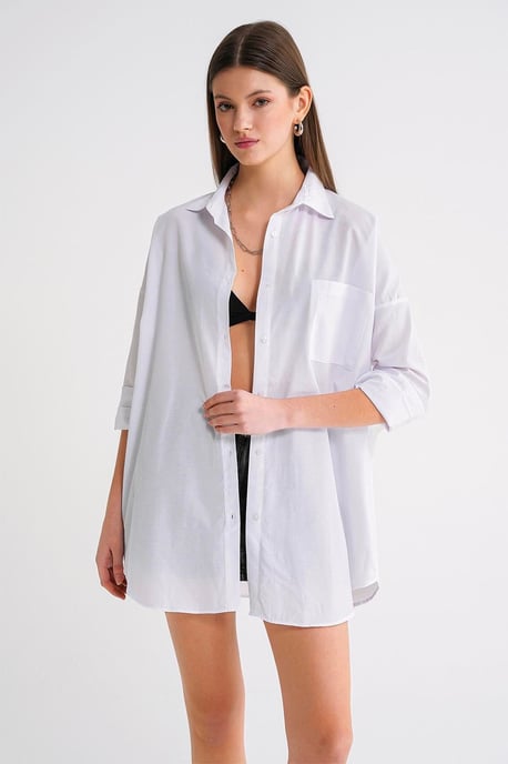 Oversized Lange Mouw Blouse van Poplin - Image 5