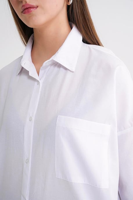 Oversized Lange Mouw Blouse van Poplin - Image 6
