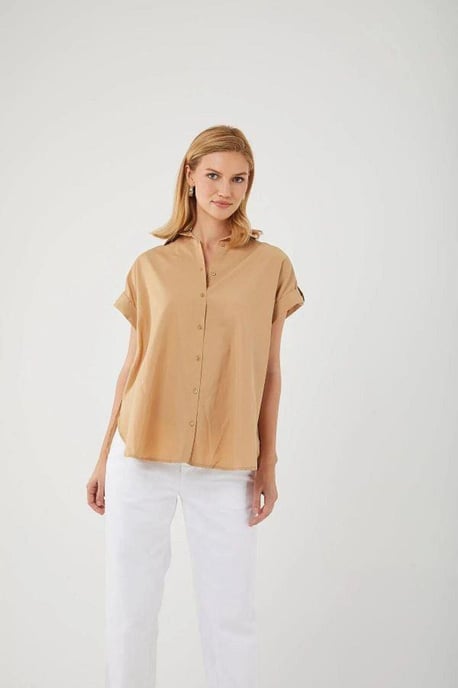 Overmaatse Korte Mouwen Poplin Overhemd met Knopen - Image 4
