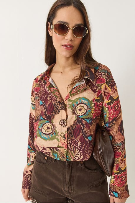 Abstract Patroon Oversized Lange Mouwen Shirt - Image 2