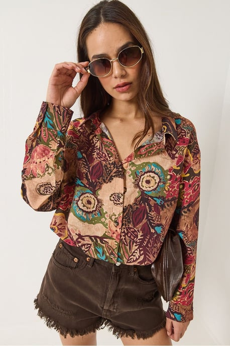Abstract Patroon Oversized Lange Mouwen Shirt - Image 4