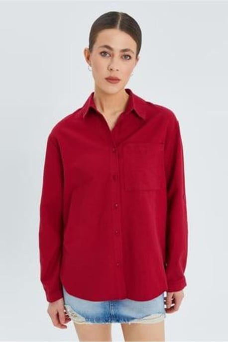 Long Sleeve Button-Up Shirt with Pocket - Image 2