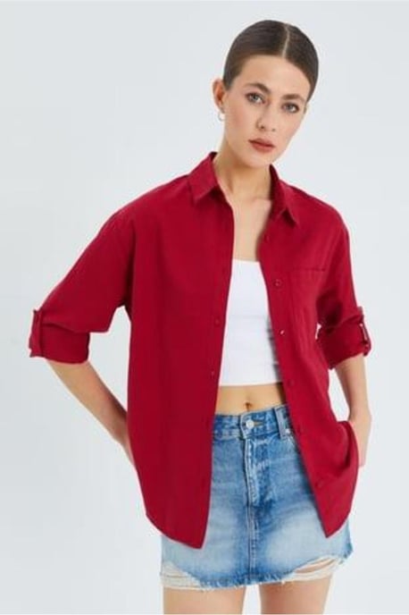 Long Sleeve Button-Up Shirt with Pocket - Image 4