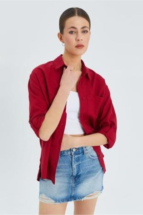 Long Sleeve Button-Up Shirt with Pocket - Image 5