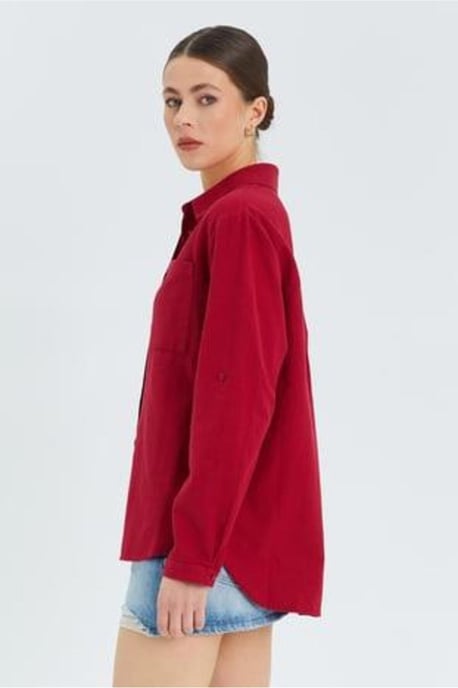 Long Sleeve Button-Up Shirt with Pocket - Image 6