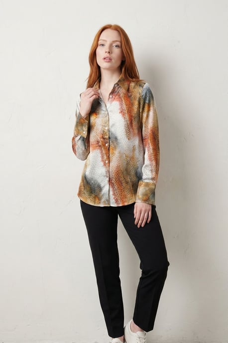 Abstract Print Buttoned Long Sleeve Shirt - Image 2