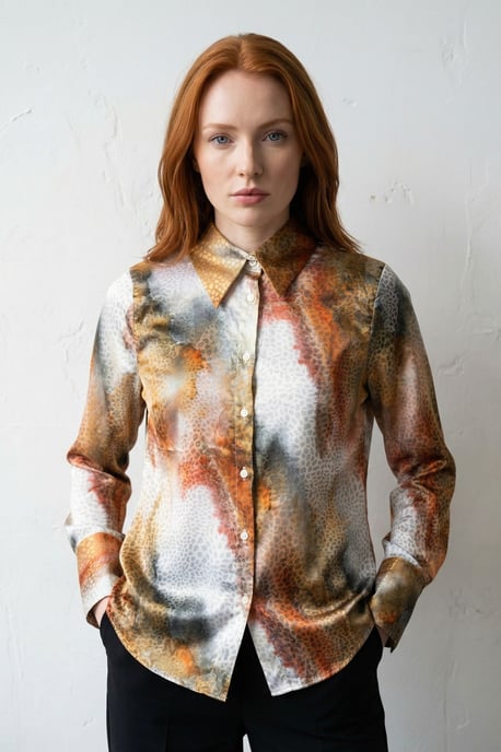 Abstract Print Buttoned Long Sleeve Shirt - Image 5