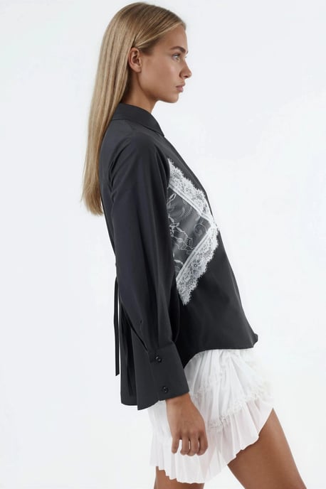 Kanten Gedetailleerde Fitted Poplin Shirt - Image 4