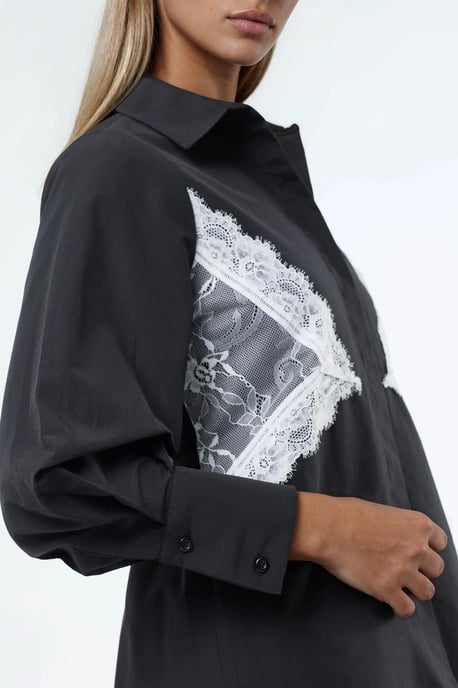 Kanten Gedetailleerde Fitted Poplin Shirt - Image 6