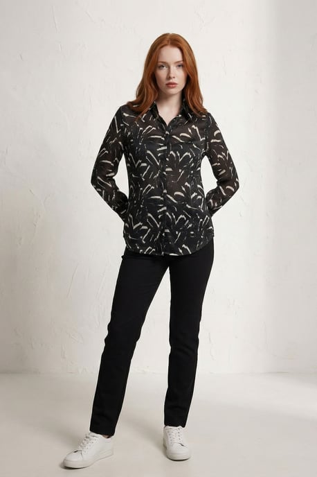 Abstract Print Button-Up Shirt - Image 2
