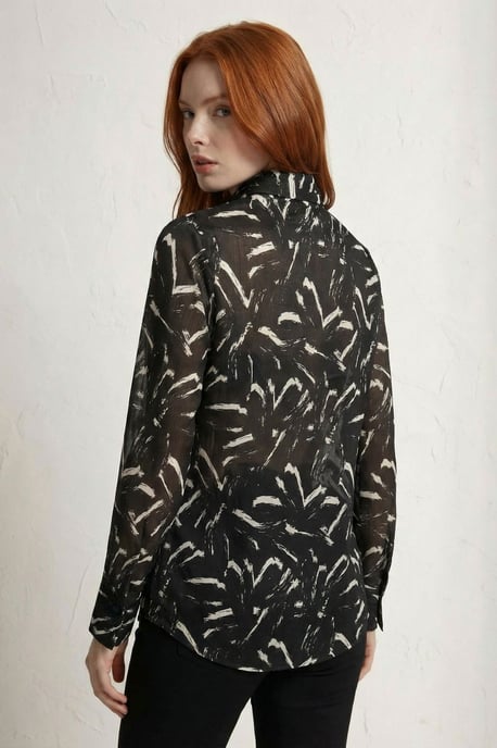 Abstract Print Button-Up Shirt - Image 4