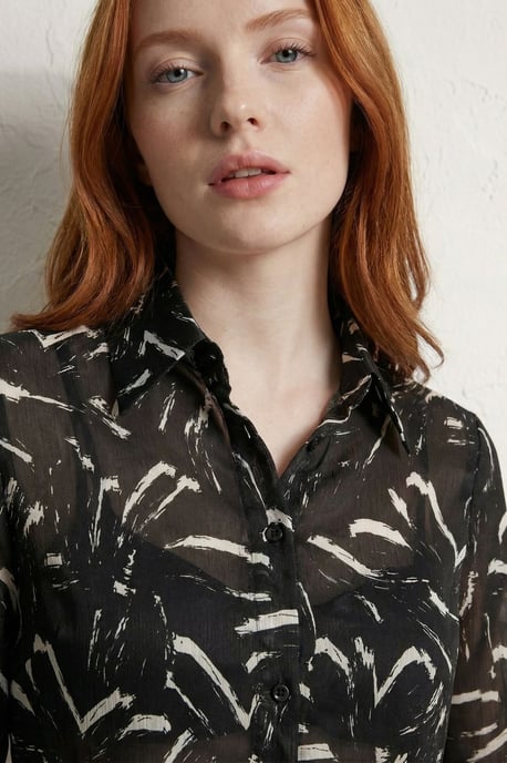 Abstract Print Button-Up Shirt - Image 5