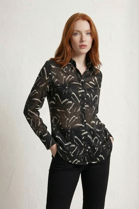 Abstract Print Button-Up Shirt - Image 6