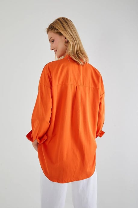 Oversized Lange Mouwen Button-Up Poplin Shirt - Image 4
