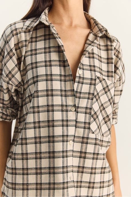 Oversized Lange Mouwen Geruite Shirt met Pocket - Image 6