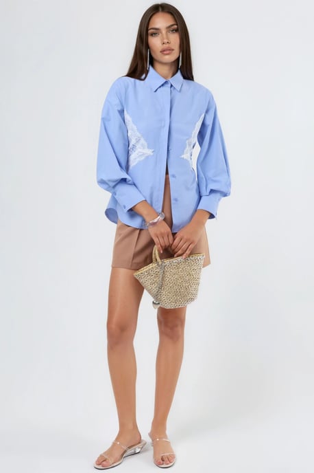 Kanten Gedetailleerde Fitted Poplin Shirt - Image 5