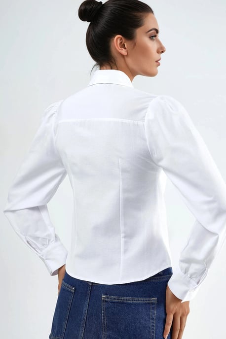 Fast Poplin Skjorta med Knappstängning - Image 3