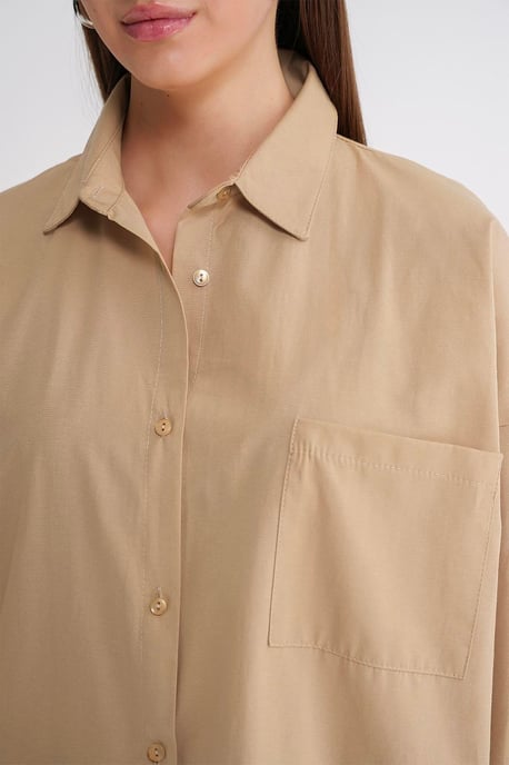 Overmaatse Langermige Knopsluiting Poplin Blouse - Image 6