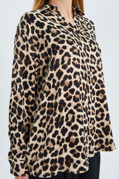 Leopardmönstrad Poplin Skjorta - Image 4