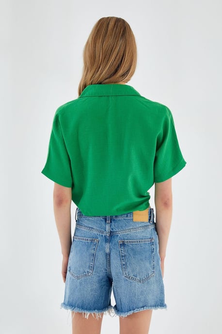 V-hals Met Strik Slanke Pasvorm Crop Shirt - Image 6