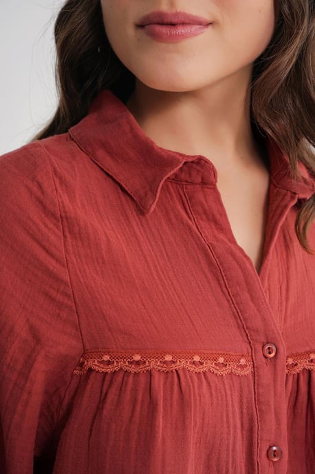 Texturerad bomullsbutton-up skjorta - Image 6