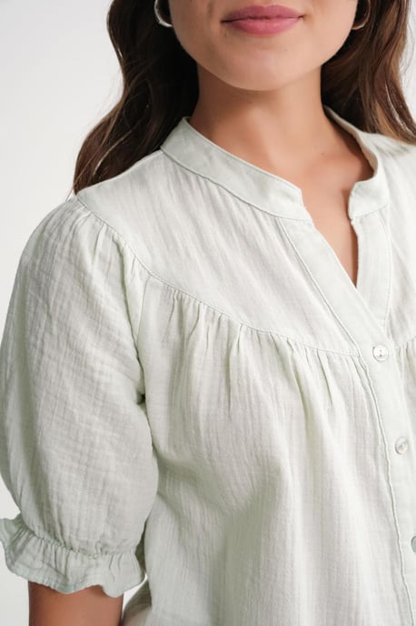Linnenmix Korte Mouwen Knop Shirt - Image 6
