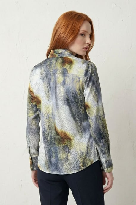 Abstract Print Buttoned Long Sleeve Shirt - Image 4