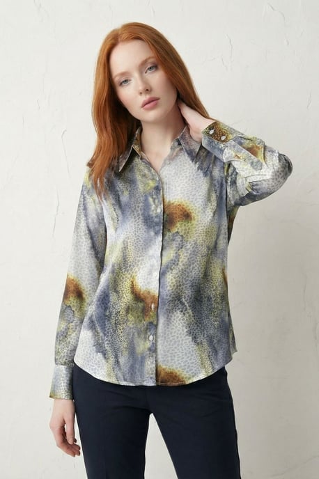 Abstract Print Buttoned Long Sleeve Shirt - Image 5
