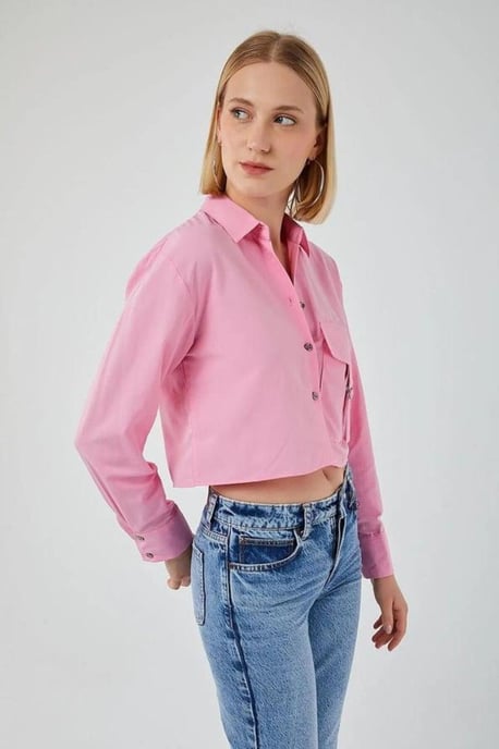Korte Poplin Shirt met Pocket Detail - Image 2