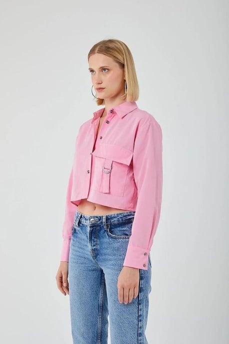 Korte Poplin Shirt met Pocket Detail - Image 4
