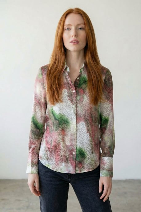 Abstract Print Buttoned Long Sleeve Shirt - Image 2