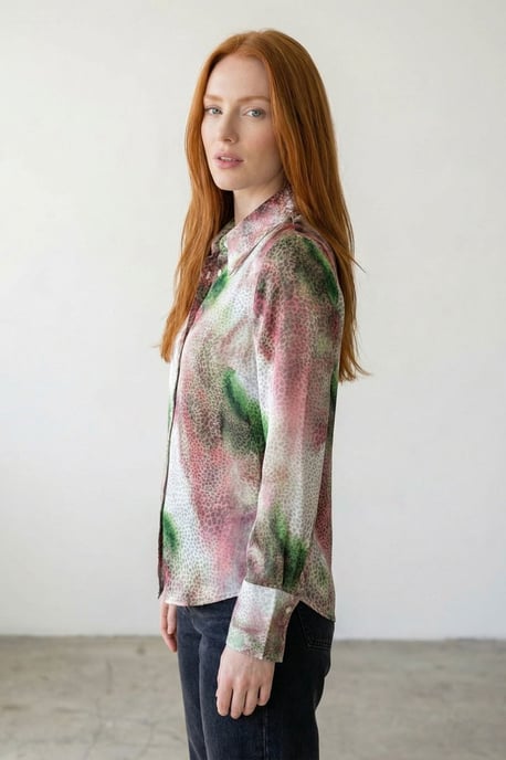 Abstract Print Buttoned Long Sleeve Shirt - Image 3