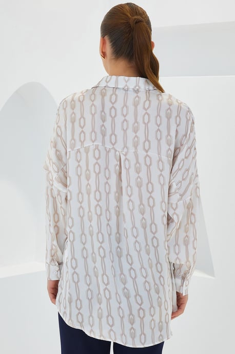 Oversized satinskjorta med knäppning framtill - Image 5