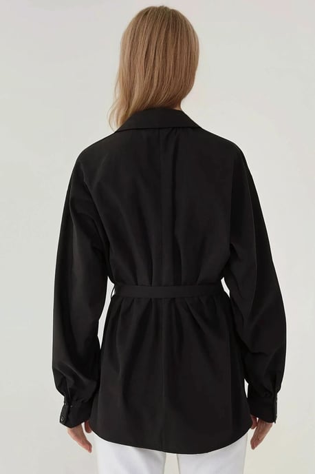 Linen-Polyester Long Sleeve Shirt with Belt - Image 5