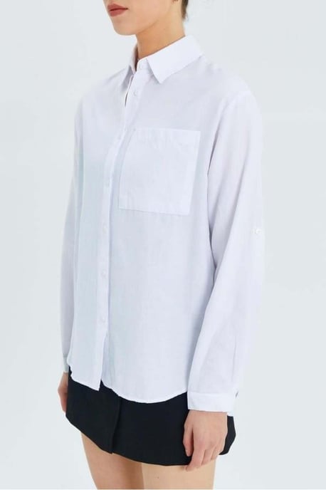 Long Sleeve Button-Up Shirt with Pocket - Image 4