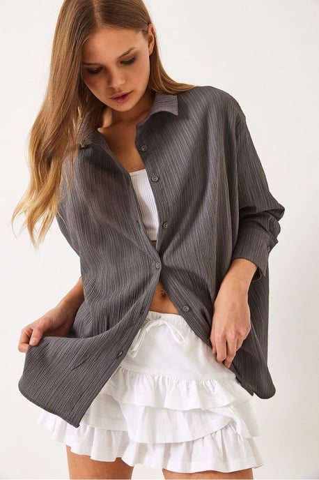 Oversized Textuur Shirt - Image 4