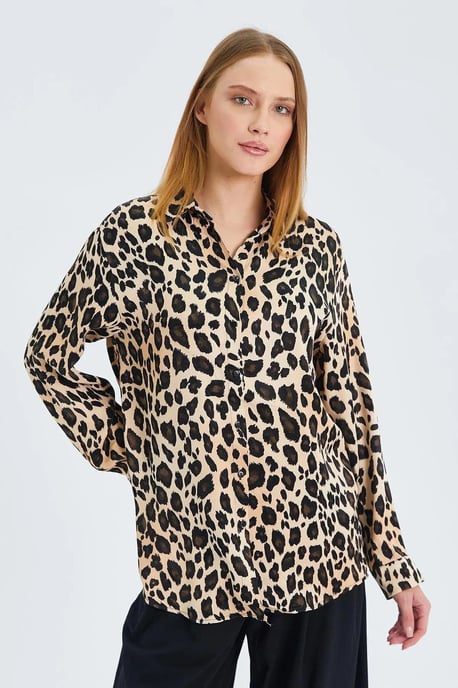 Leopardmönstrad satinskjorta - Image 3