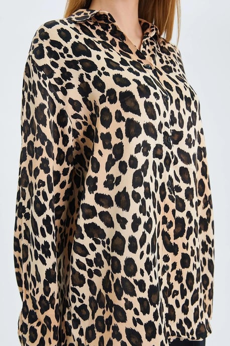 Leopardmönstrad satinskjorta - Image 4