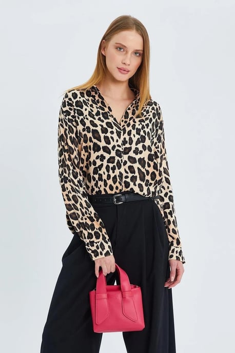 Leopardmönstrad satinskjorta - Image 5