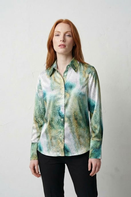 Abstract Print Buttoned Long Sleeve Shirt - Image 1