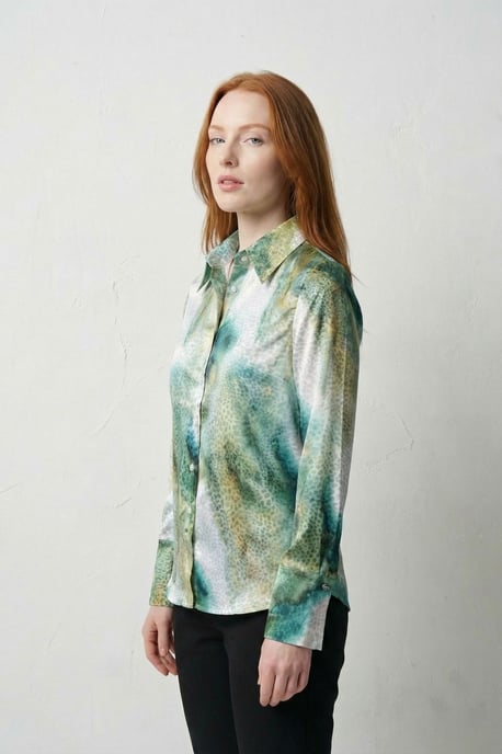 Abstract Print Buttoned Long Sleeve Shirt - Image 3
