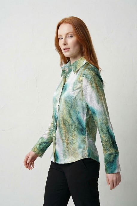 Abstract Print Buttoned Long Sleeve Shirt - Image 5