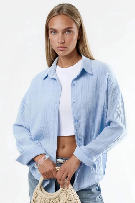 Textured Woven Cotton Overhemd - Image 1