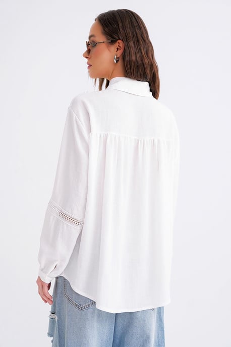 Oversize-skjorta med spetsbroderi - Image 6