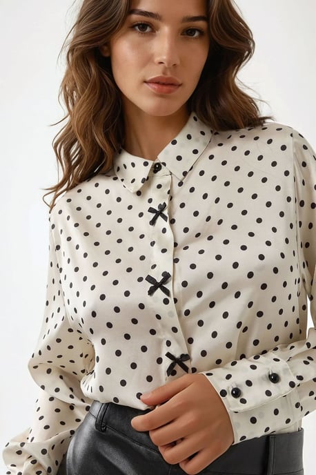 Satin Geprinte Blouse met Strik - Image 2