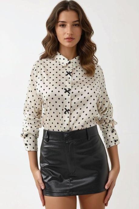 Satin Geprinte Blouse met Strik - Image 3