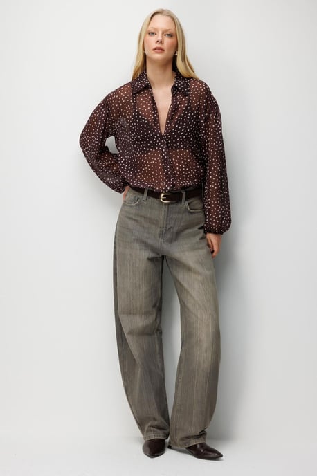 Gestipte Chiffon Knopshirt - Image 2